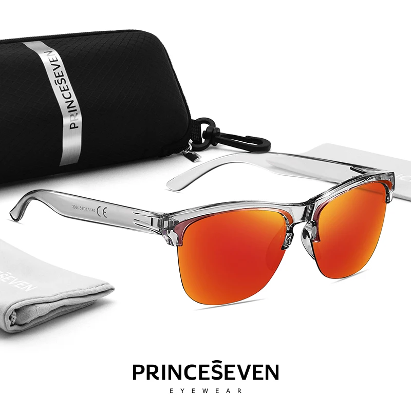 

PRINCESEVEN Sports Polarized Men's Sunglasses Semi-Rimless Fashion Sun Glasses Fishing Ultralight Eyewear Coating Sun Glasses