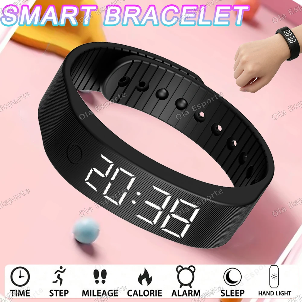 2026 New LED Digital Clock Watch Adjustable Snooze-proof Bracelet With Running Pedometer Waterproof Vibrating Alarm_voghion.com