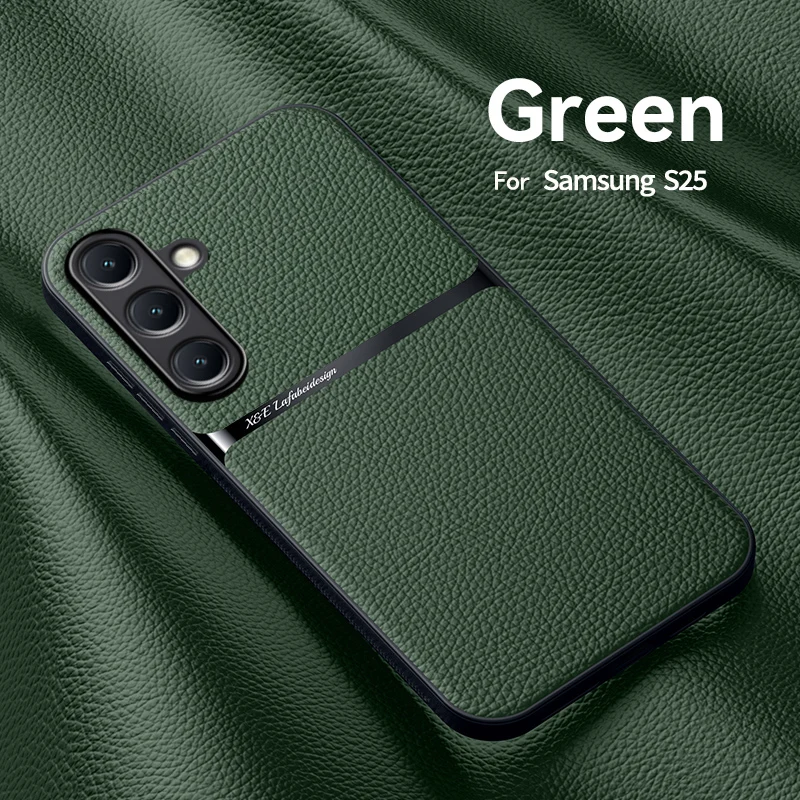 Premium Magnetic Black Leather Phone Case with Car Holder Attachment