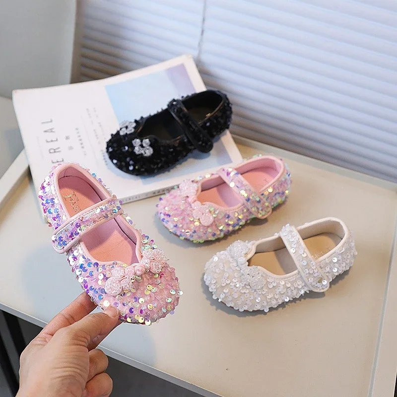 Girls Leather Flat Shoes for Wedding Party