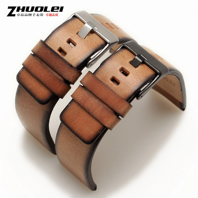 Quality Genuine Retro genuine Leather watchband men for DZ4343