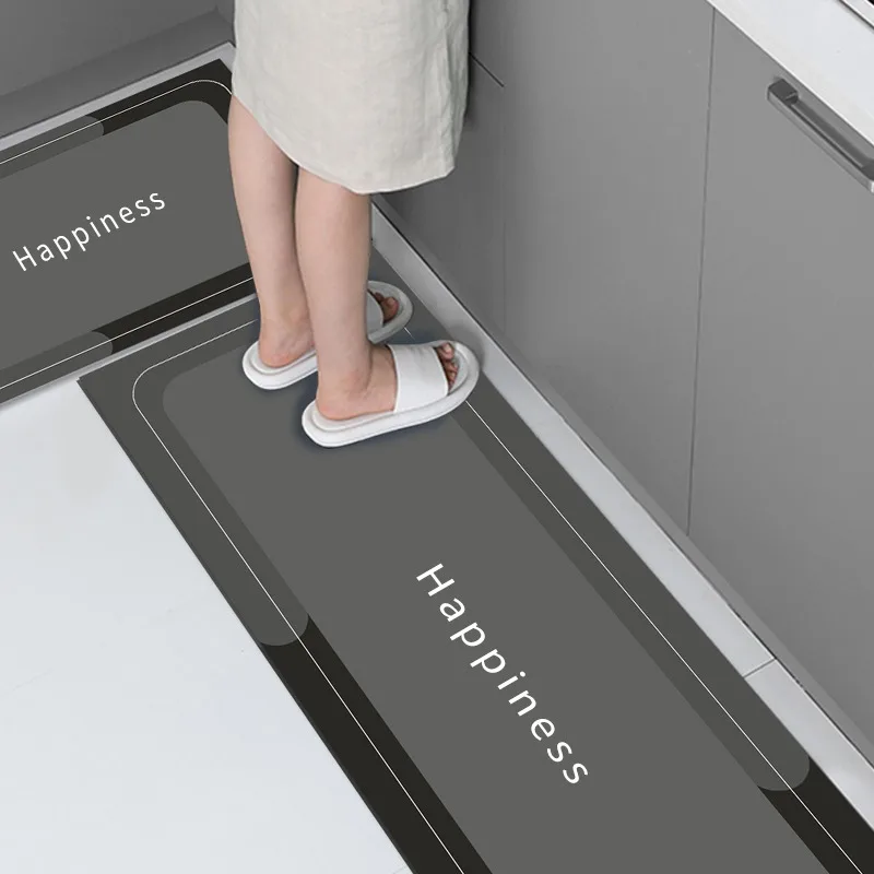 Kitchen Carpet Anti-slip Oil-proof Wash-free Water-absorbent Diatom Mud Floor Mat Long Size Text Foot Mats Alfombra