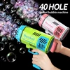 One Pack Of Children's 40 Holes Rocket Launcher Handheld Portable Electric Automatic Bubble Gun LED Light For Boys And Girls 1