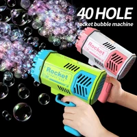 One Pack Of Children's 40 Holes Rocket Launcher Handheld Portable Electric Automatic Bubble Gun LED Light For Boys And Girls 1