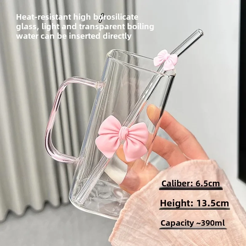 Iced Coffee Cup with Straw Cute Glass Mug for Summer Drinks Home Drinkware Tumbler Gift for Any Occasion Stylish Beverage