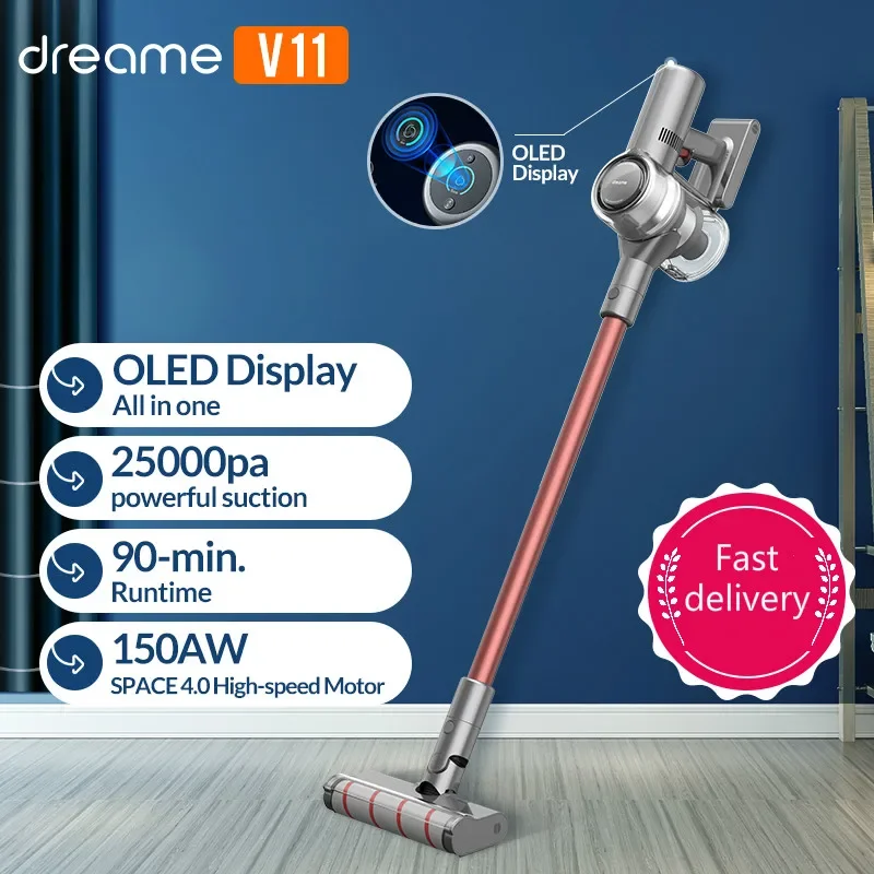 

Ручной беспроводной пылесос Dreame V11 с OLED-дисплеем, портативный беспроводной пылесборник 25 кПа, все в одном