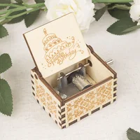 Mechanical Music Boxs Wooden Antique Carving Handmade Crank Classical Theme Music Birthday Gift Home Decoration Musical Decor 1