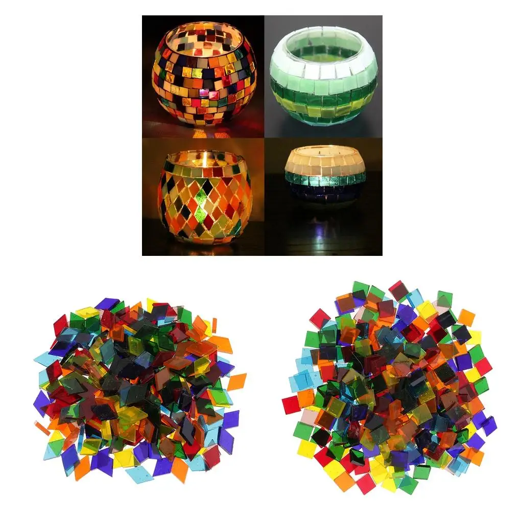 320 and Rhombus ShapeS Glass Mosaic Tiles Tessera for Crafts Multi Colors Mixed 10x10mm, 11mm