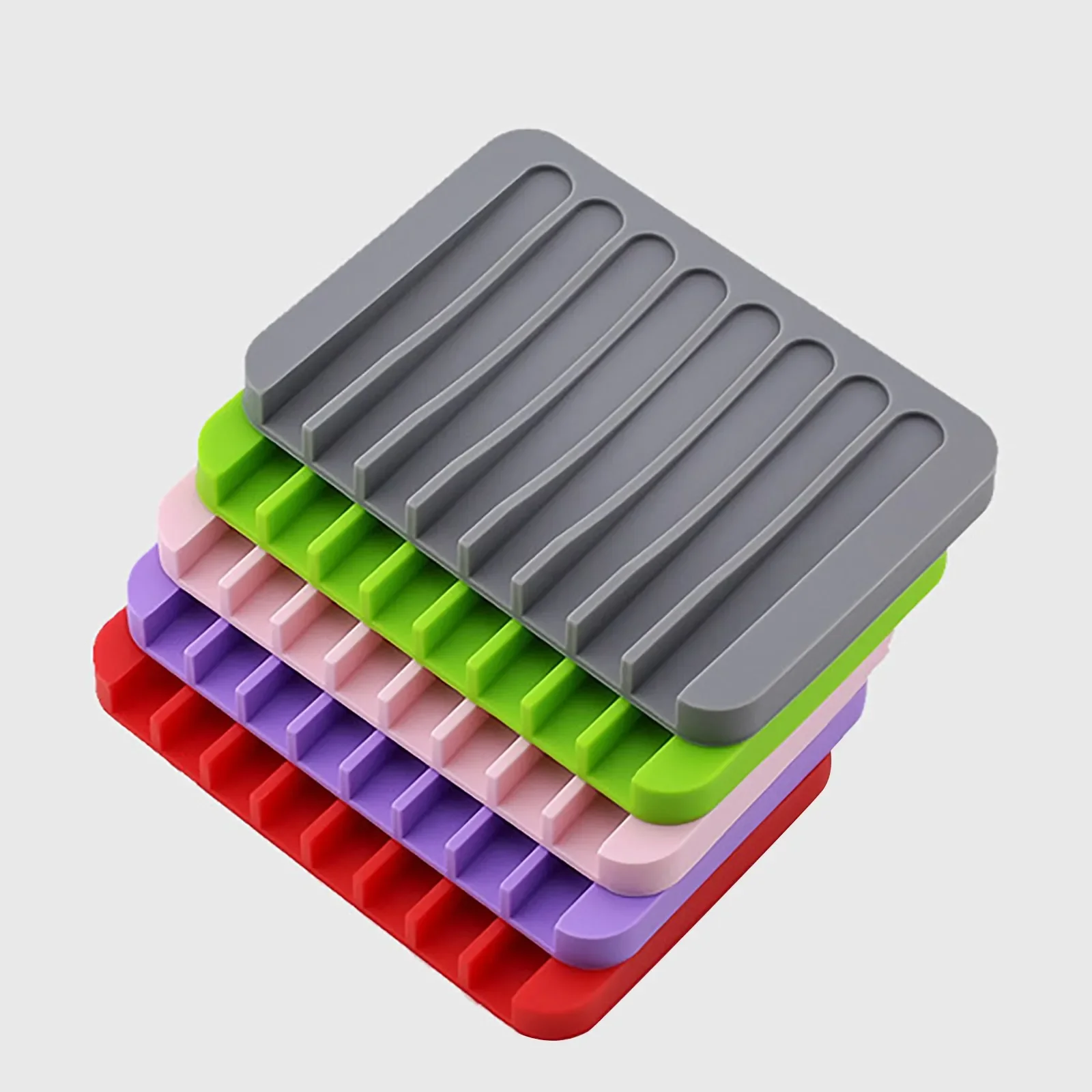 Silicone Soap Dishes Self Draining Soap Bar Holder Soap Saver Sponge Tray Drainer Dishes for Bathroom Shower Bathtub Kitchen