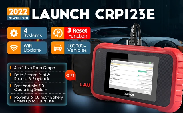 LAUNCH CRP123E Bildiagnostisk skanner OBD2 kodläsare Motoröverföring ABS  SRS Airbag Scan Tool WIFI pekskärm Auto VIN Hälsorapport Diagnos Feedback