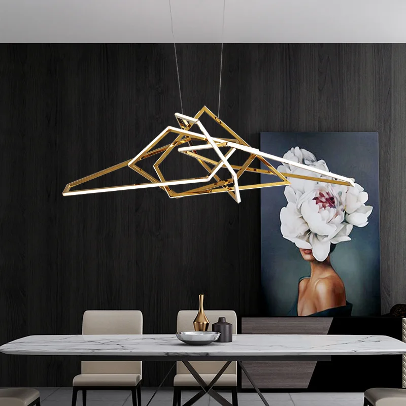 

Geometric polygon figure chandelier Minimalism Pendant lamp for Hotel living room Modern Silicone Suspension LED Hanging Lamp