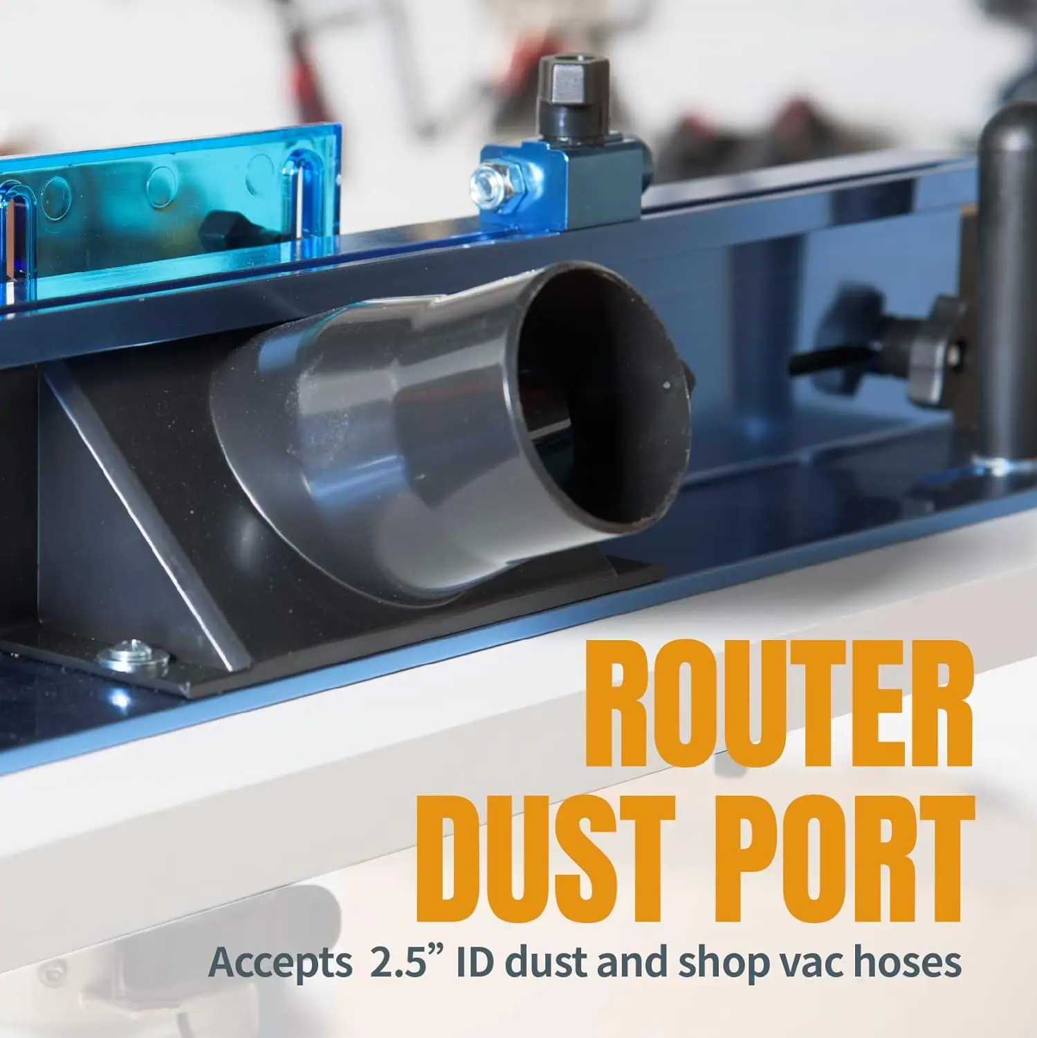 71402 Bench Top Router Table and Fence Set, with 24” x 16” Laminated MDF Top, 2-1/2” Dust Collection Port and Featherboard