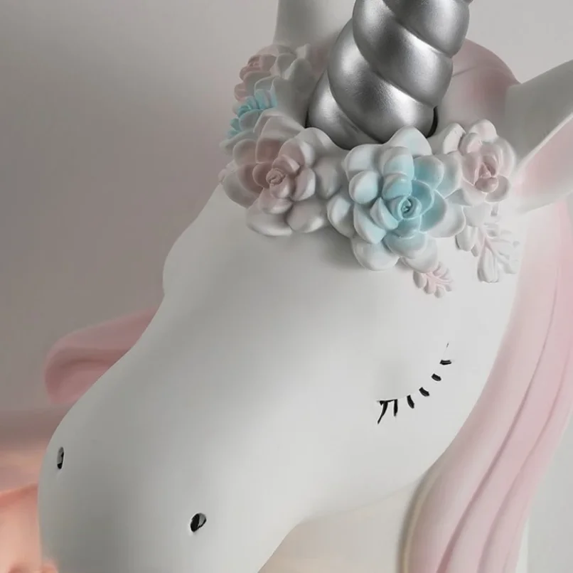 Novelty Unicorn Pink Wall Mounted Lamps for Children Kids Bedroom Bedside Cute School Horse Sconce Light Fixtures Girl Indoor 5
