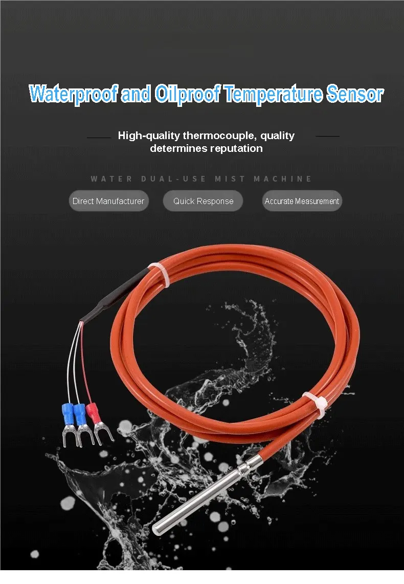 PT100/PT1000 Silicone Wire Temperature Probe RTD Sensor Waterproof Platinum Resi