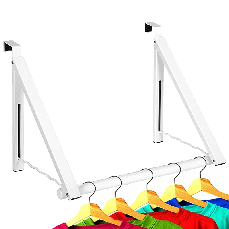 

Wall Mounted Clothes Rack Retractable Hanger Space Saving Heavy Duty Wardrobe Hooks For Bathroom Balcony