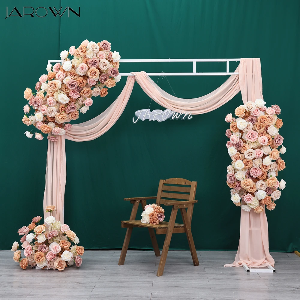 

Кофейные розовые кремовые цвета, 3D Искусственные розы, Цветочная композиция для свадебного торжества, декорация для двора и сада, декорации