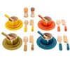 Simulated Wooden Children's Afternoon Tea Set, Playing House Role-playing Toy Tea Set Combination Puzzle and Early Education 6