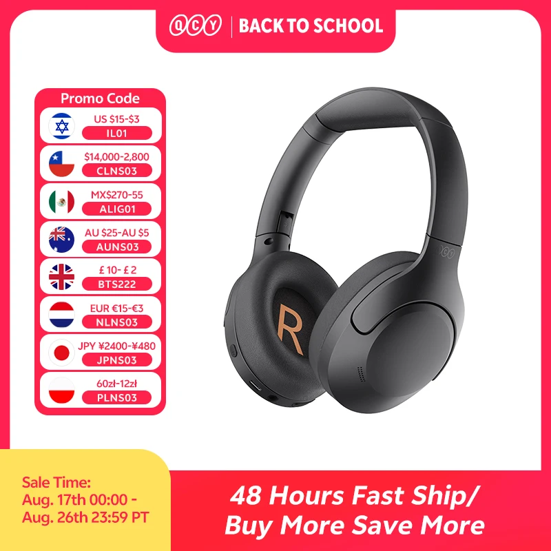 ANC Wireless Over-Ear Headphones with HiFi Sound and Bluetooth 5.3 Technology