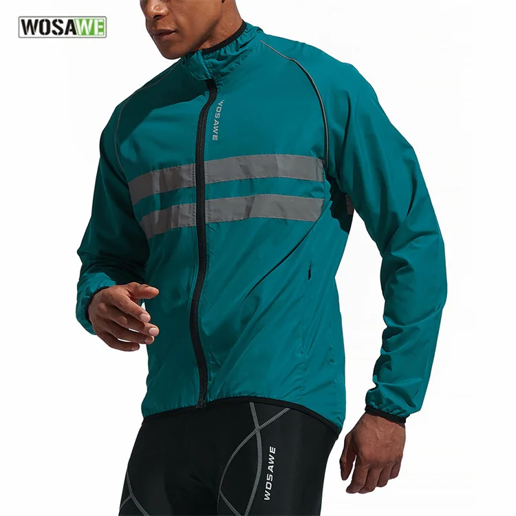 

WOSAWE Ultra-light Reflective Cycling Windbreaker Long Sleeve Running Road Bike MTB Jacket Windproof Waterproof Cycling Clothing