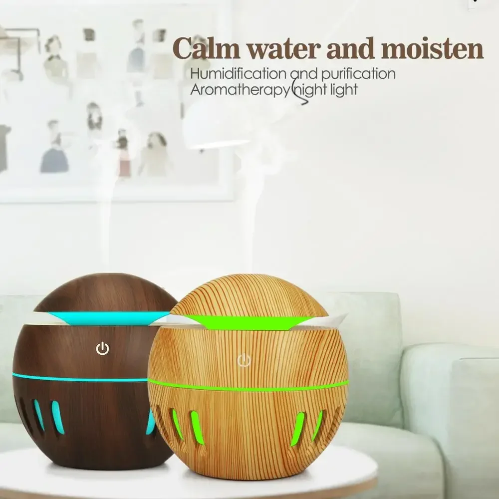 

Aroma Diffuser Ultrasonic Air Humidifier Aromatherapy Mist Maker Cool Air Light Wood with LED Lights for Home Office Sleep