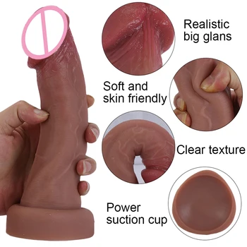 Soft Big Glans Skin Feeling Realistic Dildo Chastity Penis Strapon Silicone Suction Cup Anal Sex Toys For Women Man Masturbators 3