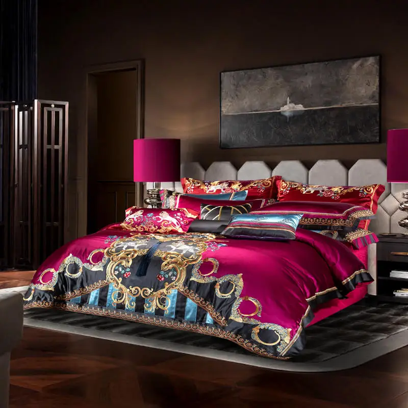 Waliicorners Egyptian Cotton Lion Gold Embroidered Luxury Satin Bedding Set Duvet Cover Set Vintage Silk Brocade Jacquard 76 S7b64d162b6824324b75c8adee3bb72e3c
