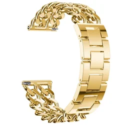 Universal Chain Metal Watchband Replacement Strap, 20mm/22mm, - 22mm (Gold)
