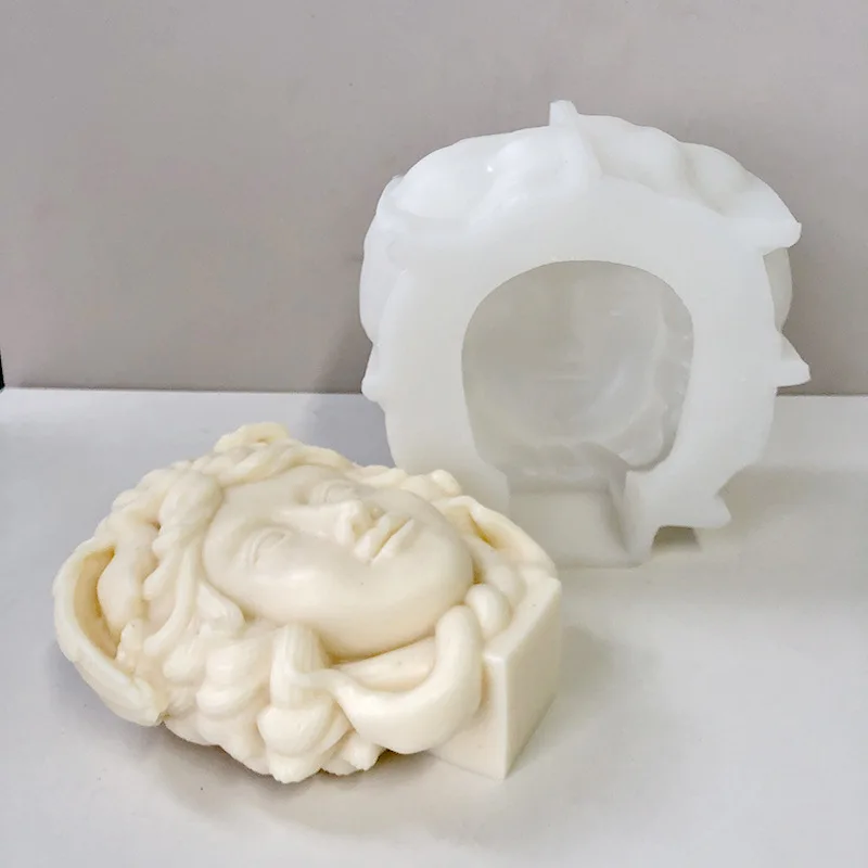 

Объемная фигурка змеиного волоса большого размера, восковые свечи, силиконовая форма, греческая скульптура, форма для лица, Medusa, форма для свечи