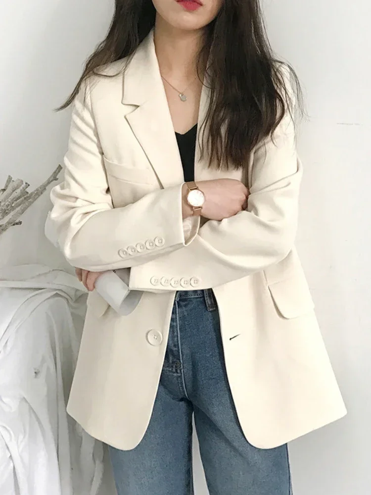 Blazer Women Coat Spring New Korean Fashion Loose Coats Solid Color Temperament Office Lady Jacket Tops Small Suit Jacket Women