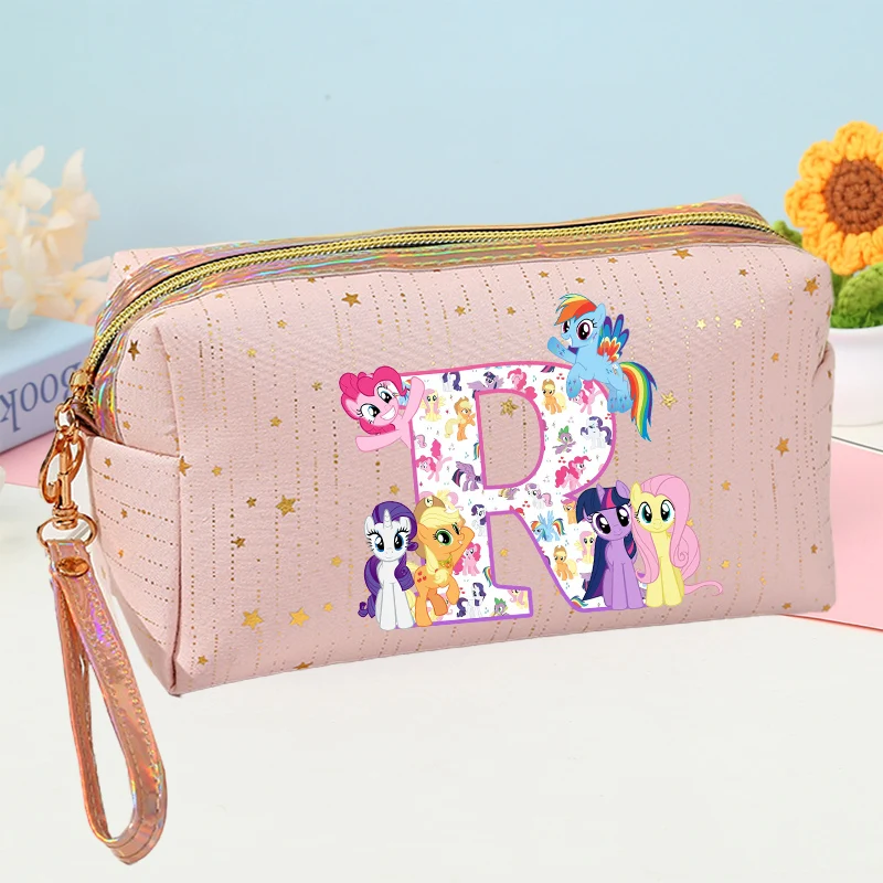 My Little Ponys Cosmetic Bag Kawaii Unicorn Letter A-Z Makeup Case