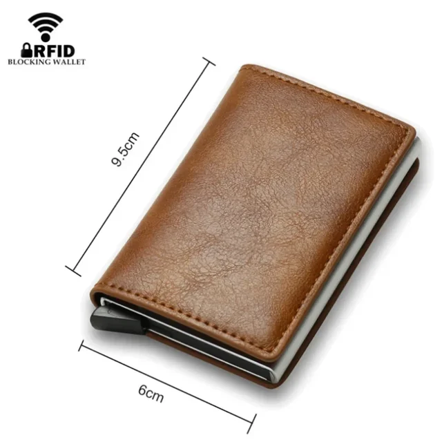 Credit Card Holder Men Wallet RFID Blocking Protected Aluminium Box leather Wallets with Money Clip Designer pasjeshouder - Image 3