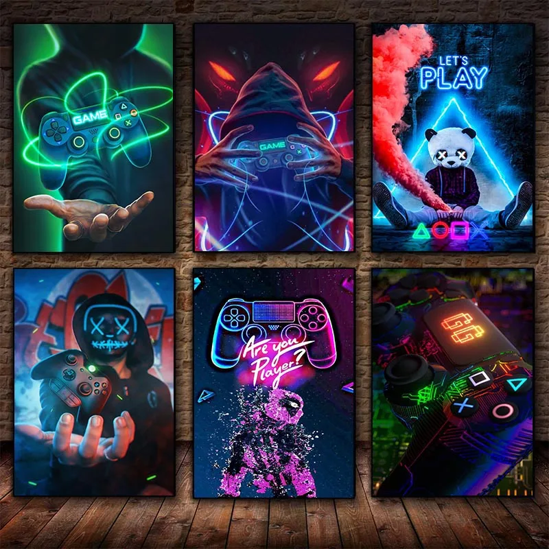Gaming Wall Poster Print Wall Art Gamer Canvas Painting Gamer Pictures