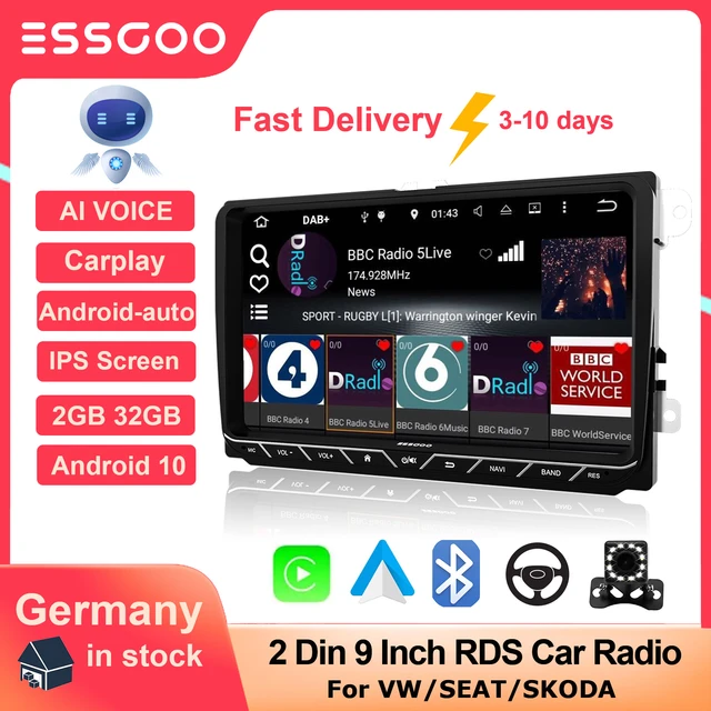 ESSGOO 10,1 Radio de coche 2 Din Android 9,1 reproductor