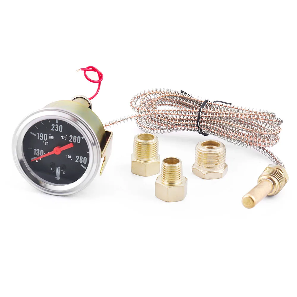 2 52MM 기계식 12V 수온 게이지 50-140 ℃ /130-280 ℉ 센서 NPT 1/2, NPT 1/4,NPT 3/8이 있는 수온 게이지 자동차 미터