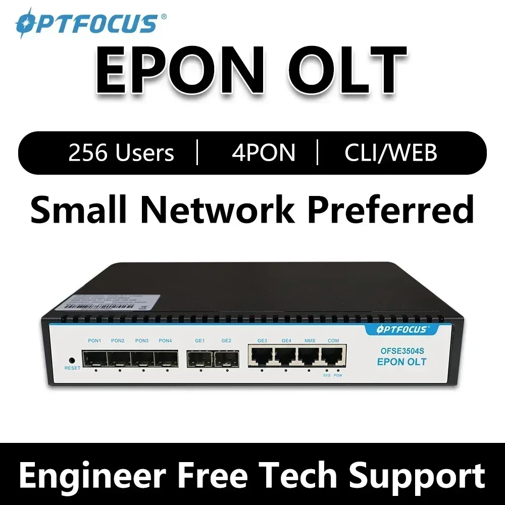 olt hioso mini 4 ports epon fiber optical equipment no sfp px20 OPTFOCUS EPON OLT 4PON PX20+ 7dB 9dB SFP EPON OLT 1G Compatible with All Brand of ONU 256 Users Free Shipping