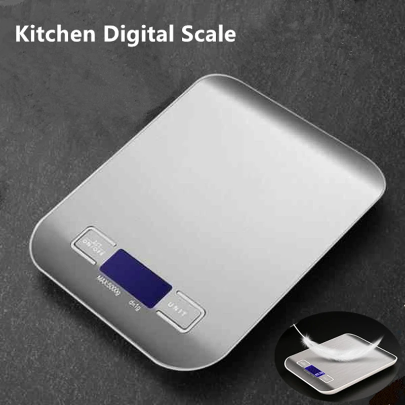 Digital Kitchen Scale LED Display 10kg/1g Stainless Steel Panel Electronic Scales Home Jewelry Food Snacks Weighing Baking Tools