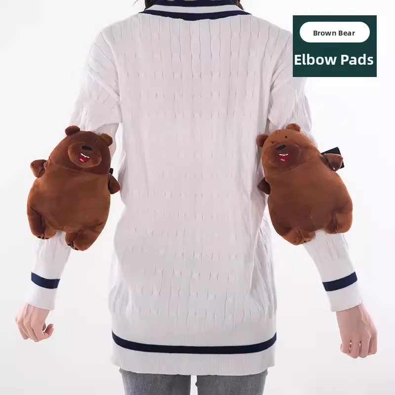 ציוד הגנה לסנובורד לילדים, דוב לבן מצויר, גרסה עמידה למים, מגיני ברכיים, מרפקים וירכיים בצורת צב קטן