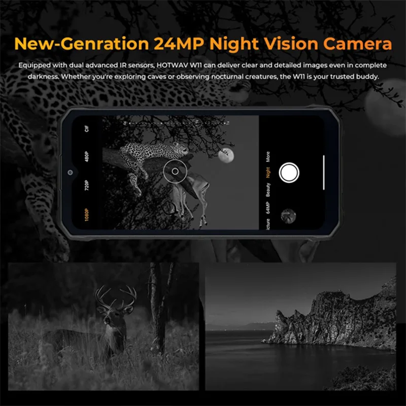 HOTWAV W11 12GB+256GB 280LM Flashlight 6.6'' FHD+ 20800mAh Battery 24MP Night Vision 33W Fast Charging 4G Global Version 5