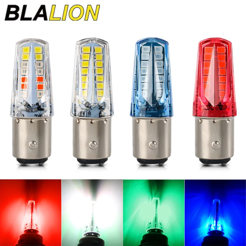 BLALION 2pcs 12V 32SMD 1157 BAY15D Car LED Light Bulb Flowing Strobe Lamp Turn Signal Brake Light Warning Lamp Waterproof Light