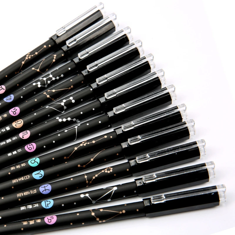 Black Constellation 12 Pcs/set Gel Pens Erasable Pens 0.5mm Black Blue Ink  Office & School Penscute Pens, Sign Pen, Gel Pen, Pens,stationary 