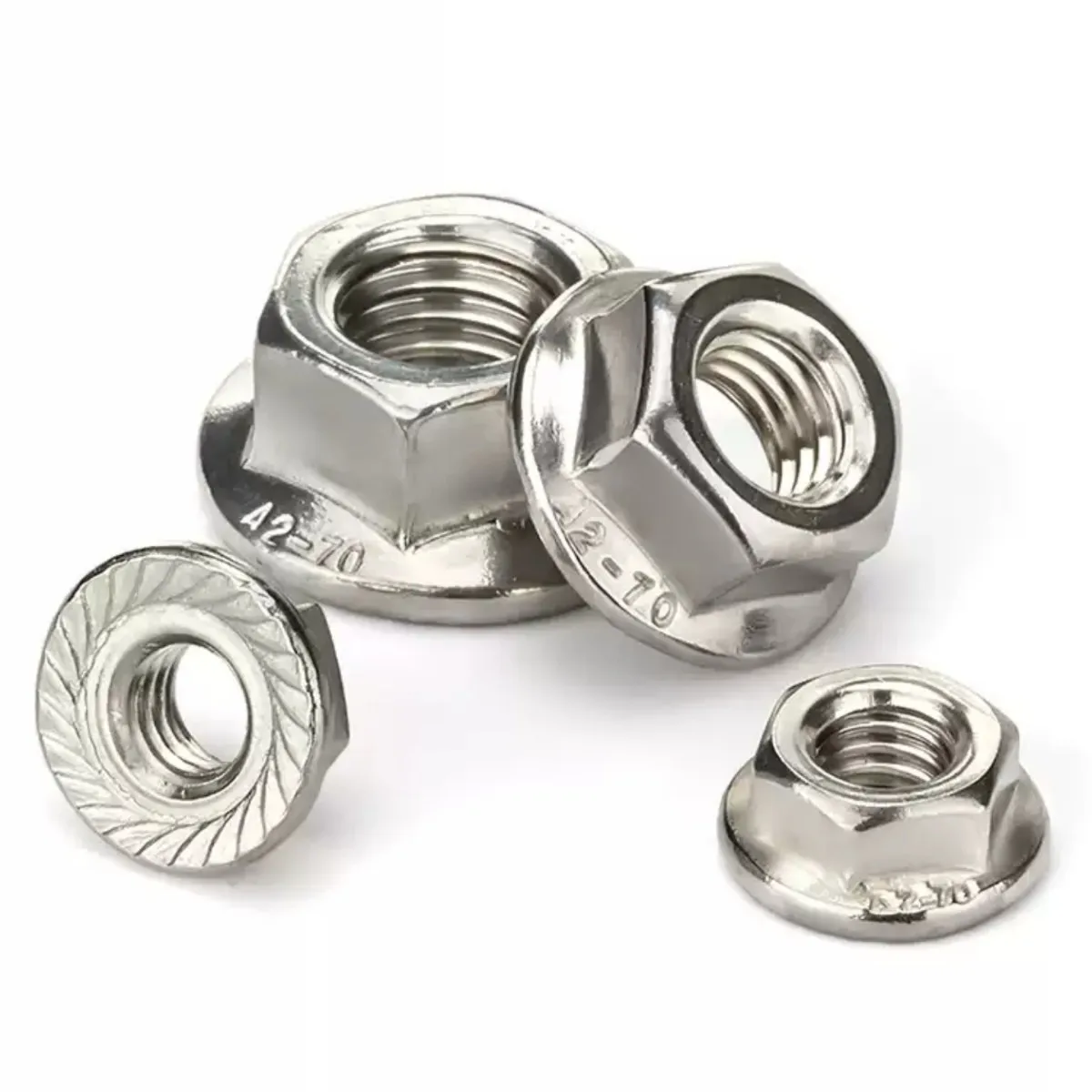100-teiliges Edelstahl-Sechskant-Flanschmuttern-Set M3-M10, für die Wartung von Maschinenteilen und für den Bau im Außenbereich. – Detail 4