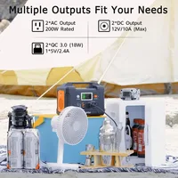 200W Portable Power Station, FlashFish 40800mAh Solar Generator, Equipped with 110V AC Socket/2 DC Ports/3 USB Ports 2