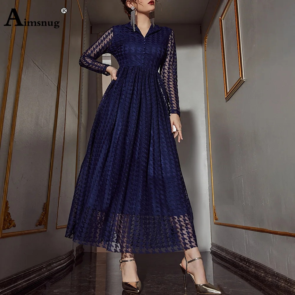 

Aimsnug Boho Guaze Solid Blue White V-Neck Bilateral Shirts Dress Female Long Perspective Thin Dress 2023 Women Maxi Dresses