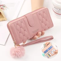 Women Long Wallet Pu Leather Card Holder Large Capacity Hasp Zipper Coin Purse Multi Card Organizer Cell Phone Wristlet Handbag 1