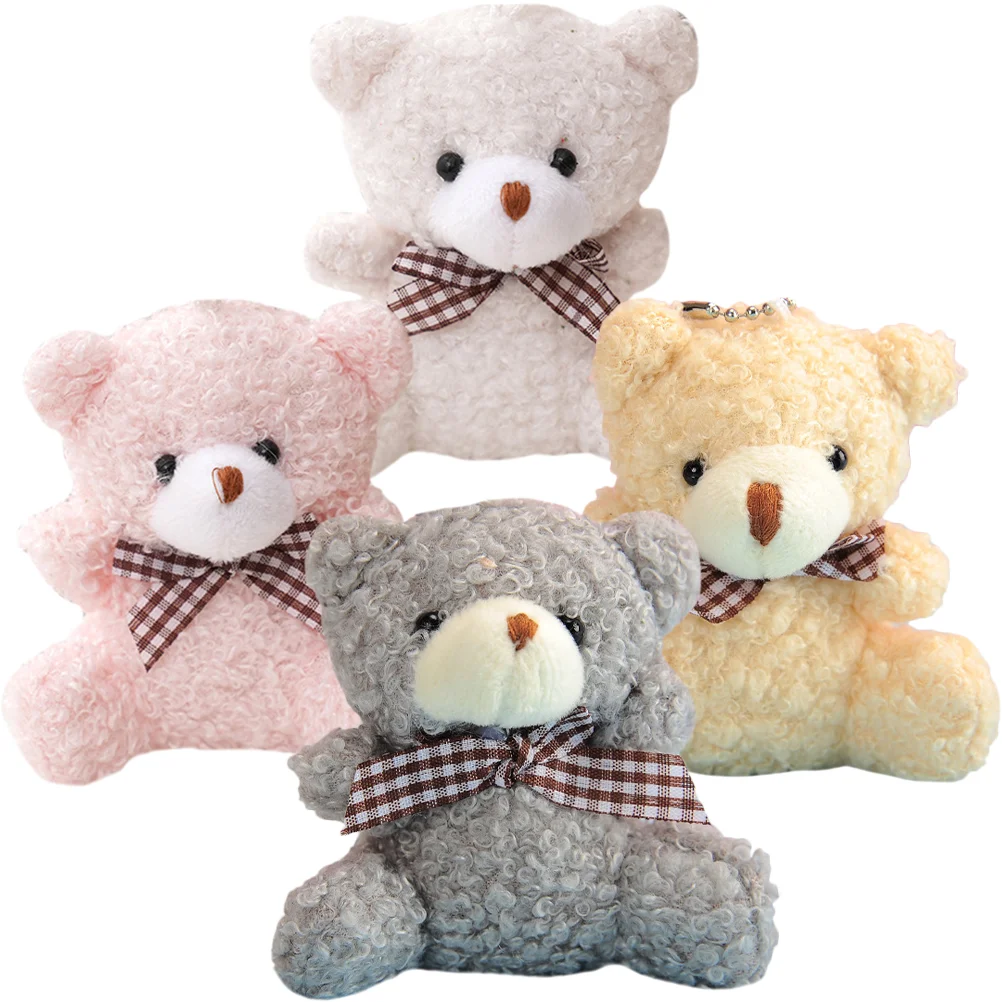 

4 Pcs Small Stuffed Animal Key Chain Backpack Charms Plush Keychain Bear Hanging Decor