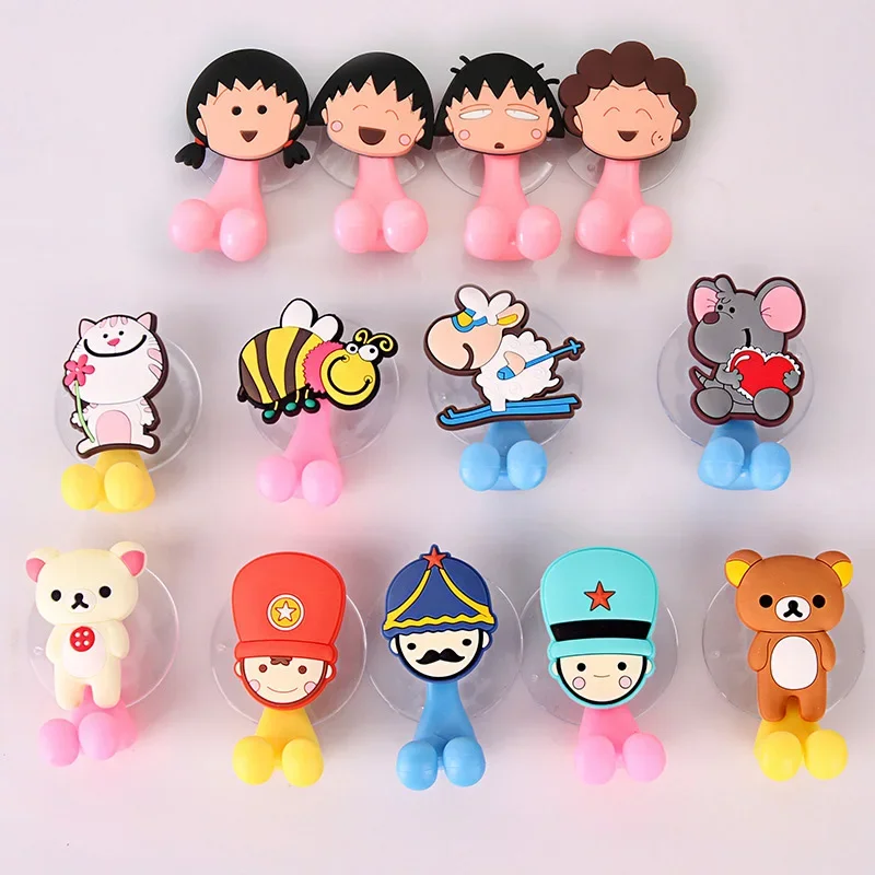 Multifunction Cute Cartoon Animal Bathroom Toothbrush Holder Suction Cups Hook Vacuum Strong Sucker Toothbrush Cover Hanger