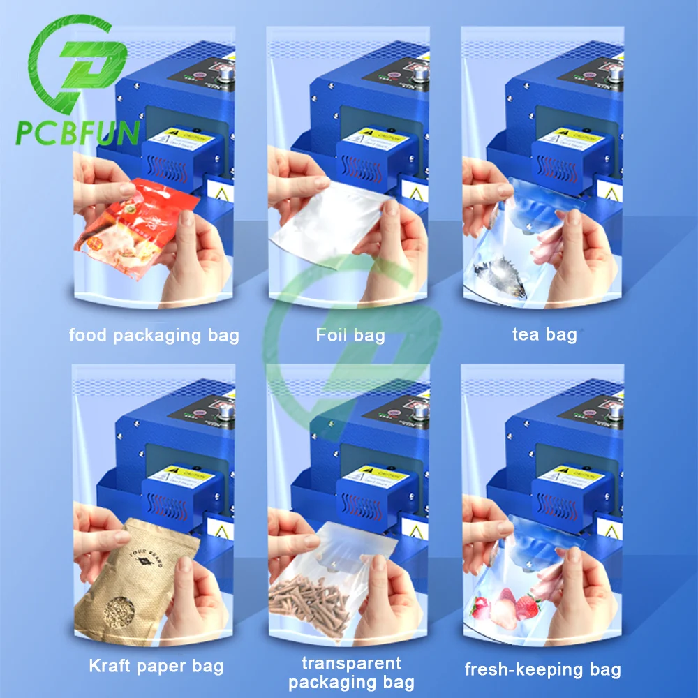 Commercial Heat Bag Sealing Machine Package Sealer Bags Thermal Plastic Food Bag Closure Fully Automatic Sealer Candy Packing