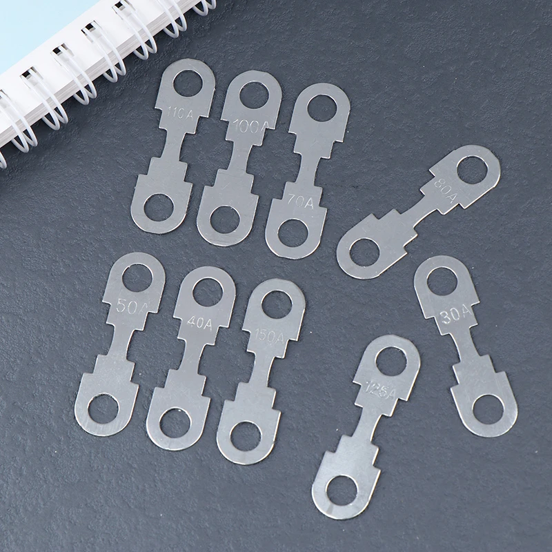 Automotive Car Flat Zinc Sheet Small Fuse Sheet 10Pcs 30A-150A 32VDC For Car Fuse Round Hole Insert Auto Parts