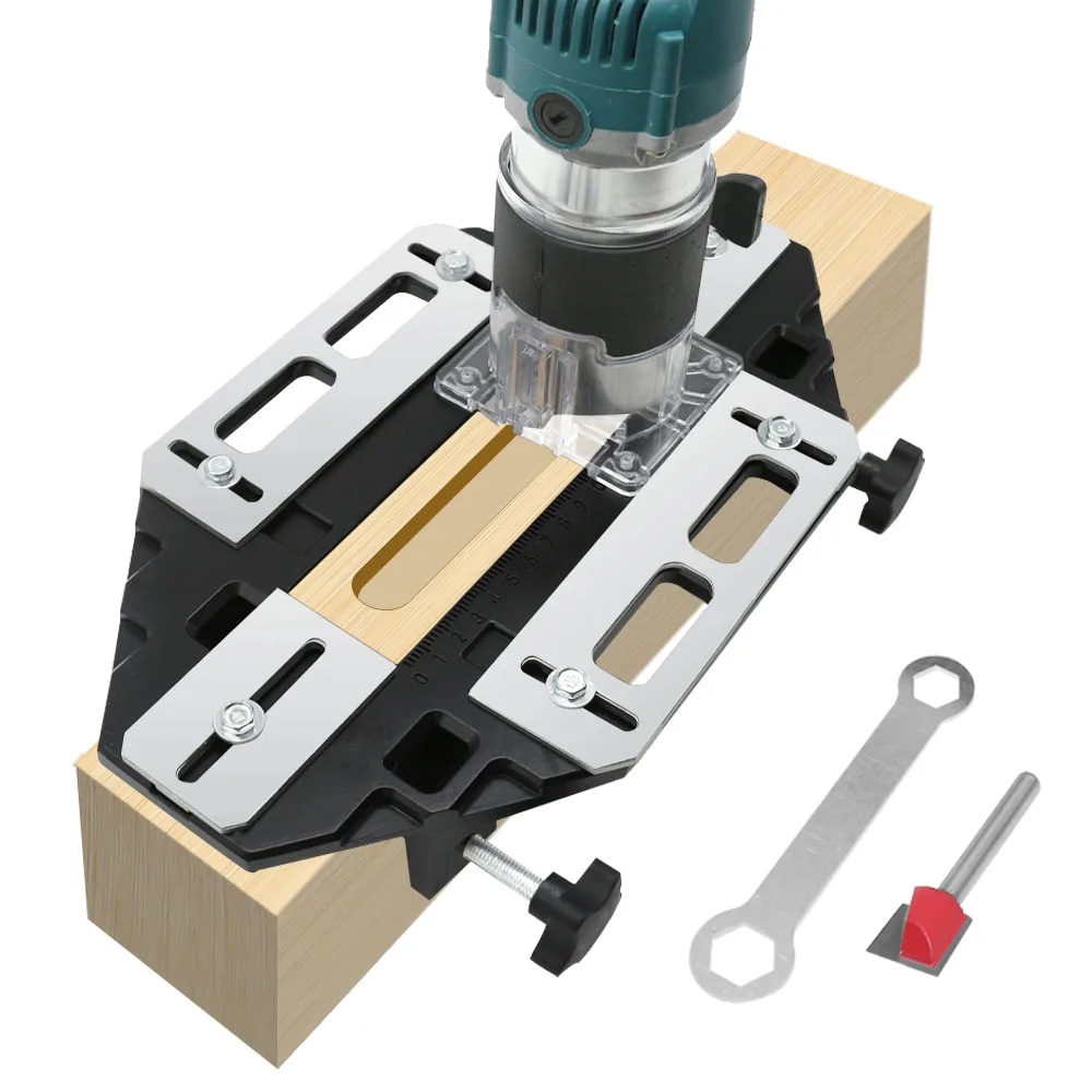 Woodworking jig kit woodworking hole opener slotting locator router base milling cutter aluminum alloy door hinge installation jig kit