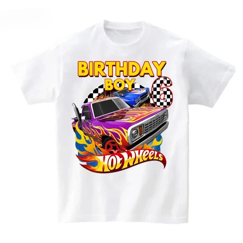Hotwheels Birthday Tshirt Kids Boys Shirts for Family Matching Clothes Party Girls T Shirt Gift Clothing Custom Name Outfit Tees 4